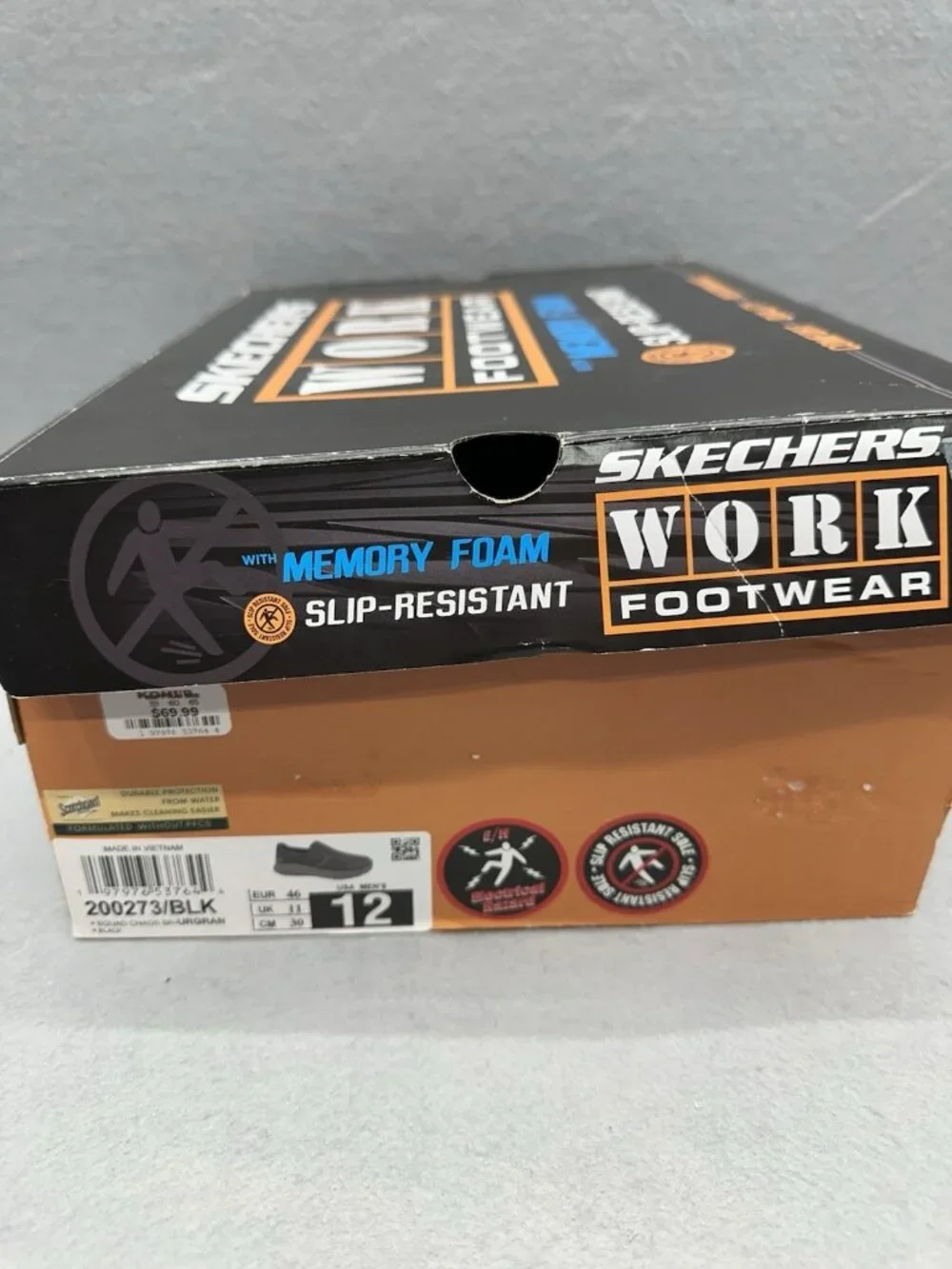 Skechers Mens 12 Shoes Urgran Slip Resistant Work Relaxed Fit Squad SR 200273BL